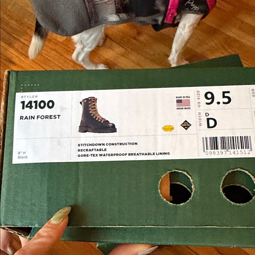 Danner Black Leather Lace-Up Work Boot with Gold Hardware 14100 Rainforest style - Picture 2 of 7